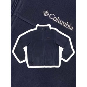 Columbia Fuzzy Navy Blue Zippered Fleece jacket with pockets Men’s Size Large